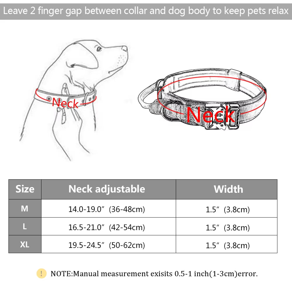 Tactical Dog Collar Military Adjustable Duarable Nylon Lead for Medium Large Walking Training Pet Accessory Breakaway Leash Rope