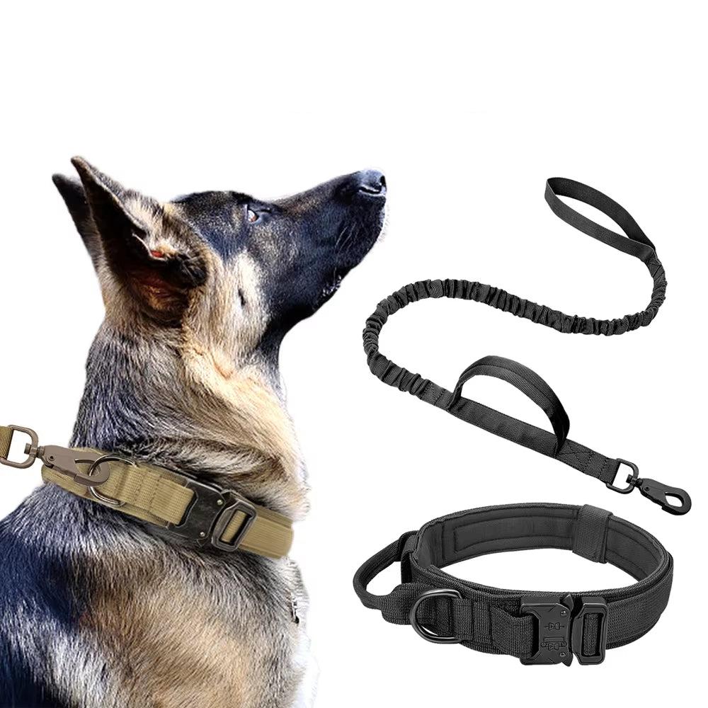 Tactical Dog Collar Military Adjustable Duarable Nylon Lead for Medium Large Walking Training Pet Accessory Breakaway Leash Rope